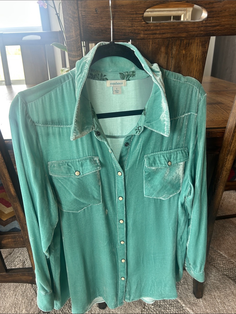 Sundance Teal Button-Front Shirt with Pearl Snaps